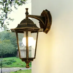 Licht-Erlebnisse Außenwandleuchte Antik PARIS Aluminium Glas in Kupfer B:17CM E27 IP44 Rustikale Wandlaterne Balkon Hof, 3321 little bit dark brown