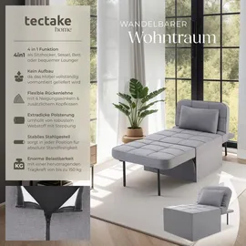 Tectake tectake® Schlafhocker 4 in 1 als Hocker, Sessel, Lounger oder Bett Belastbarkeit 150 kg