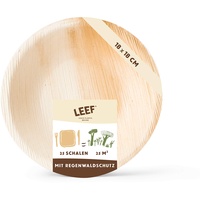 Leef® Palmblatt Geschirr, rund, 18cm | 25 Einweg-Schalen im Set mit 25m2 Regenwaldschutz | Kompostierbares, recyclebares & umweltfreundliches Bio-Geschirr | Stabil, hochwertig, öko & edel