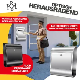 Kesser XXL Briefkasten Edelstahl gebürstet silber inkl. Zeitungsfach