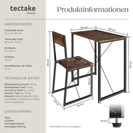 Tectake Sitzgruppe 3-teilig, Industrial Style, mit höhenverstellbaren Kunststofffüßen