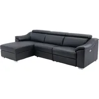 Ecksofa Relaxsofa elektrisch - Oberleder - Schwarz - Ecke links - pedrera