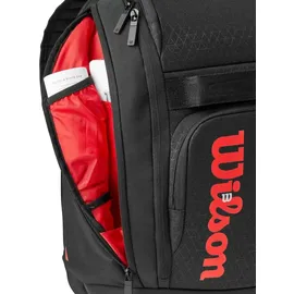 Wilson Clash V3 Super Tour Tennis-Rucksack, Schwarz/Infrarot, für bis zu 2 Schläger