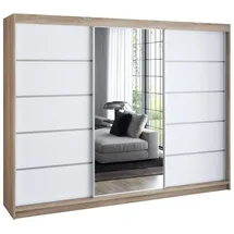 A&J MöbelLand Schiebetürenschrank VILUNO 1 200 x 215 x 59,5 cm Weiß/Schwarz