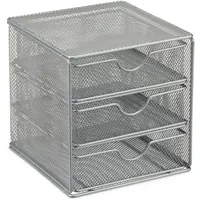 Relaxdays Schreibtischorganizer, Büroablage aus Metallgeflecht, Ablagebox für Bürobedarf, HxBxT: