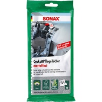 SONAX CockpitPflegeTücher Matteffect (10 Stück) Feuchte Tücher reinigen, pflegen und schützen alle Kunststoffteile, Holz und Gummi | Art-Nr. 04158000