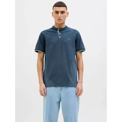Poloshirt »JJEPAULOS MAO POLO«, mit Logo Stickerei, Gr. XS, Oceanview, , 51483820-XS
