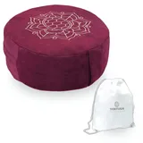 TORTUGA - Yogakissen Meditationskissen Zafu - Sitzhöhe 15cm - Nachhaltige Buchweizensamenfüllung - Abnehmbarer und leicht waschbarer Bezug feiner Samt - komfortable & entspannte Meditation (braune)