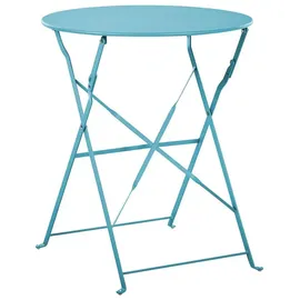 Beliani Balkonset Seeblau Stahl 3-teilig Tisch mit 2 Stühlen Zusammenklappbar Modern Französicher Stil Terrasse Garten Outdoor Ausstattung