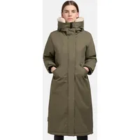 khujo Damen Wintermantel warmer Parka mit weichem Teddyfleece an der Kapuze, Taillenzugband und magnetischer Abdeckleiste Agneta-YM Light Moss Green Gr. XL - XL