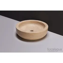 Forzalaqua Stein Waschbecken, VERONA TRAVERTIN MATT GESCHLIFFEN Ø40X12CM