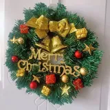 Weihnachtskranz Adventskranz für Außen- und Innentüren zur Weihnachtsdekoration Gold 30cm Ymyny