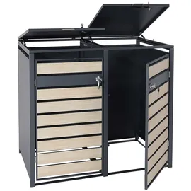 Mendler Mülltonnenverkleidung HWC-J81 50 kg braun