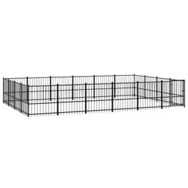 vidaXL Outdoor-Hundezwinger 22,58 m2 Stahl Schwarz