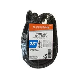 Prophete Fahrradschlauch, Schlauch für 28" Räder, 28 x 1,75 x 2 (47-622), Dunlopventil, 2 Stück in PE-Verpackung, Farbe schwarz