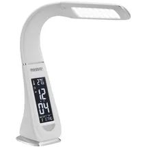 monzana Schreibtischlampe mit Display Kalender Uhr Wecker Dimmbar Nachttischlampe Tischlampe Tischleuchte Weiß