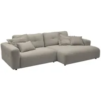 KAWOLA Ecksofa, Greige, Echtholz, 3-Sitzer, Füllung: Kaltschaum, Ottomane rechts,