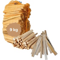 Landree Premium Anfeuerholz und Anzündholz, 9 kg (3 Netze a 3 kg), Nadelholz, trockenes und sofort einsetzbares Brennholz für Kamin, Ofen, Feuerschale, Lagerfeuer, Qualität aus Schleswig Holstein