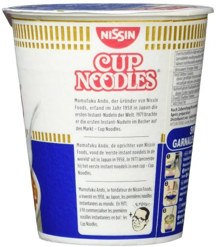 NISSIN CUP NOODLES SHRIMPS 8x 63g Becher