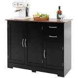 COSTWAY Küchenbuffet mit Arbeitsplatte, Schublade&Tür, Küchenschrank 100×40cm schwarz