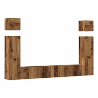 VidaXL 6-tlg. TV-Schrank-Set Wandmontage Altholz-Optik Holzwerkstoff