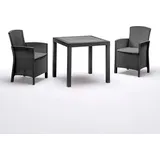 BICA Gastro Essgruppe Lido | Esstisch Dallas mit 2 Sesseln | Wetterfeste Gartenmöbel in Graphite