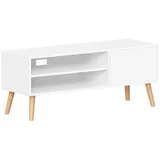 VASAGLE TV-Schrank Lowboard 120 x 49 x 40 cm Weiß Holz