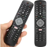 Retoo Universal-Fernbedienung Viele Philips TVs Netflix Taste Smart TV TV-Fernbedienungsersatz LCD LED der Marke Philips Smart Remote LCD-Fernseher Retoo - Schwarz