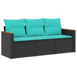 vidaXL Gartensofa-Set 3-tlg. schwarz
