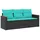 vidaXL Gartensofa-Set 3-tlg. schwarz