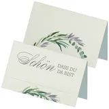 itenga 24 x Tischkarten Platzkarten Schön dass du da bist Eukalyptus