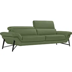 2,5-Sitzer EGOITALIANO "Narcisa", grün (sprite), B:226cm H:96cm T:110cm, Leder CAREZZA (echtes Rindsleder) ist ein Naturleder, dass die ursprünglichen Eigenschaften der Haut nicht verändert. Das Vorhandensein von verheilten Narben, Körnungsunterschiede, Falten, Adern, Unterschiede in den Farbtönen und andere Spuren, die die Natur auf diesen Fellen hinterlassen hat, sind ein Beweis für die absolute Echtheit und das Zeugnis ihres großen Wertes., Sofas, mit verstellbaren Kopfstützen