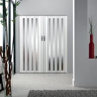 Falttür Modell 4 Glas weiß glänzend 84x205cm Falttür Schiebetür Lamellentür Nischentür aus Kunststoff Faltwand