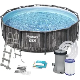 BESTWAY Steel Pro Max Frame Pool Set 366 x 100 cm holzoptik inkl. Filterpumpe