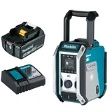 Makita DMR115 + 1x 18V 4Ah BL1840 Akku + DC18RC Akku-Baustellenradio mit DAB, DAB+ und Bluetooth