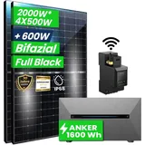 Campergold 2000W Balkonkraftwerk mit Speicher (Integriertem Wechselrichter) Bifazial PV Solaranlage - 1,6 kWh Anker Pro 2 LiFePO4 Speicher mit Smart Meter