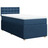 vidaXL Boxspringbett mit Matratze Blau 100x200 cm Stoff