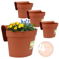 GarPet 4x Geländertopf Balkon mit Wasserspeicher Blumentopf Zaun Blumenkasten