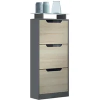 Vladon Schuhschrank, Eiche San Remo, Holzwerkstoff, 46x128x23 cm, Garderobe,