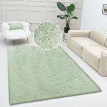 OTTO home Teppich OTTO HOME "Desner, Hochflor Teppiche" Gr. 6, grün, B:200cm H:35mm L:300cm, Kunstfaser, Teppiche, Teppich, Mikrofaser, weich, flauschig, Wohnzimmer, Schlafzimmer, Kinderzimmer