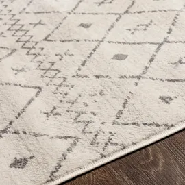livabliss Nagano Boho Design 140x200 cm – Moderner skandinavischer Stil mit geometrischem Muster – ideal für Wohnzimmer, Schlafzimmer oder Esszimmer, in Weiß & Grau