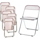 [en.casa] Klappstuhl Pornainen 6er Set Rosa, transparent
