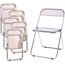 [en.casa] Klappstuhl Pornainen 6er Set Rosa, transparent