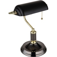 GLOBO Tischleuchte Bankerlampe Metall, schwarz gold H 34 cm