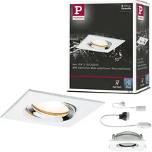 Paulmann 93664 Nova Plus schwenkbar IP65 eckig 93x93mm 30° GU5,3 / GU10 max. 35W dimmbar Weiß Chrom