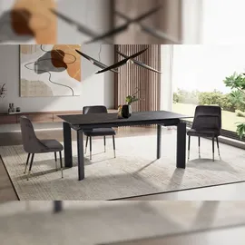 KADIMA DESIGN Esszimmertisch 180x95x77 cm Keramik Glas Esstisch Schwarz, Küchentisch ausziehbar bis 240 cm, Glastisch Groß, Speisetisch Esszimmer Rechteckig mit