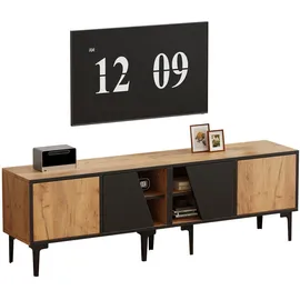 modfu TV-Lowboard 160x45x36,5 cm Hellbraun/Schwarz Spanplatte