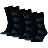 TOMMY HILFIGER Herren Socken, 6er Pack - Rugby Sock, Strümpfe, Streifen, uni/gestreift Dunkelblau 39-42