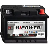 HR HiPower 63Ah Autobatterie 12V 540A ersetzt 44Ah 50Ah 54Ah 55Ah 60Ah 62Ah 64Ah