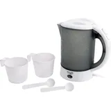 Wasserkocher-Reise 0,6L BPA-frei, Automatische Abschaltung, Edelstahl-Widerstand grau|weiß NO SIZE
